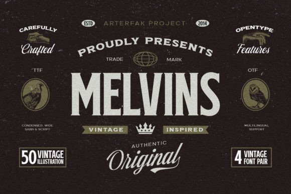 Melvins: The Vintage Font Set That Revives Classic Design